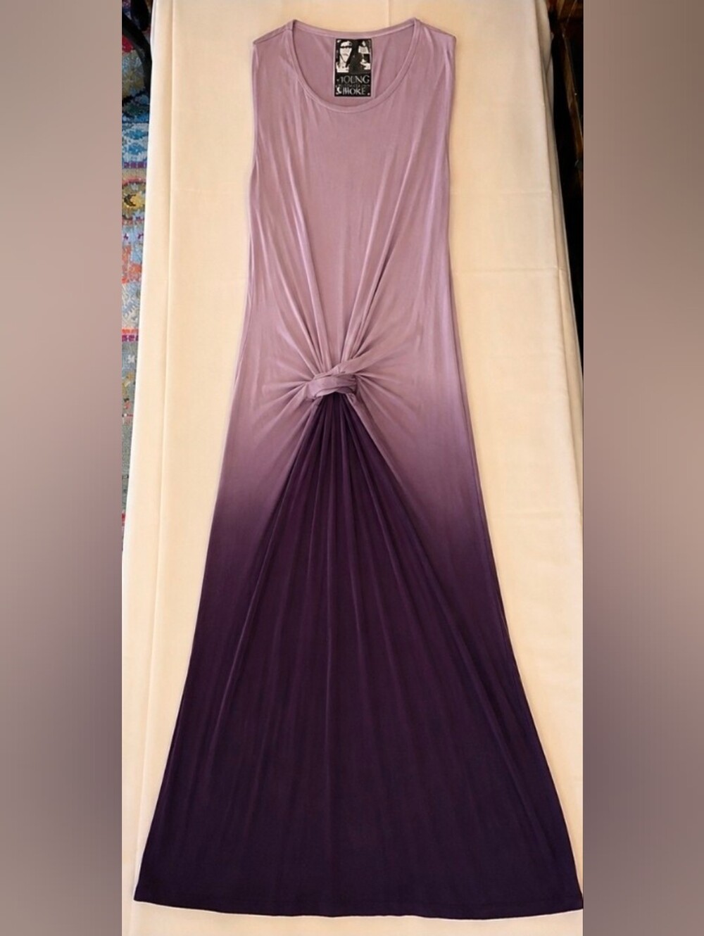 Young Fabulous & Broke Ombre Maxi Dress Medium Twist Waist Modal Purple Boho
